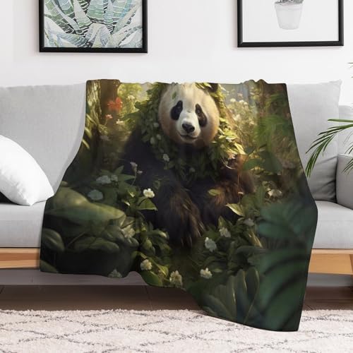 Plaid couverture flannel motif panda jeté canapé doux chaud et durable