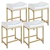 FLYZC Bar Stools Set of 4 Counter Height, 24" Modern White & Gold Counter Stools Set of 4, Stools fo