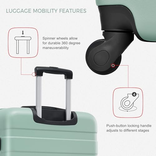 Image of Merax 3 PieceABS Hardshell Luggage Sets Spinner Wheels Suitcase TSA Lock Suit Case, Creamy Green, 20 /24 /28 Inch