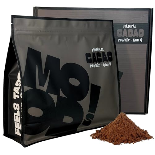 MOODS! Cacao Puro En Polvo | 800 g | Sin Azúcares Añadidos ni Aditivos | No Alcalinizado | Cacao Puro en Polvo Sabor Intenso y Refinado | Ingrediente de Calidad para Recetas