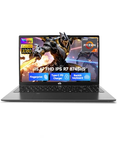 Image of NIMO 15.6 inch IPS FHD-Gaming-Laptop, AMD Ryzen 7 8745HS 32GB DDR5 RAM 1TB SSD (Beat R9 6900HX, up to 4.9GHz) Radeon 780M GPU Business Computer with 100W Type-C Backlit Keyboard, Fingerprint USB-C 4.0
