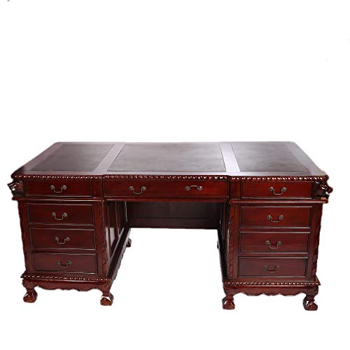 Preisvergleich Produktbild Mahagoni Massiv Schreibtisch Bürotisch Computertisch Mit Schubladen Arbeitstisch