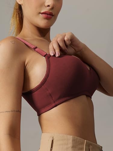 Image of BODYSIZE Women's Demi Cup Padded Bra | Soft Cotton-Lycra Stretch | Wire-Free Comfort, Lightly Padded Support, Seamless with Adjustable Straps (ELA)