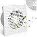 Nizirioo - Ventilatore da parete per bagno Ø 100 mm, ventilatore con cavo, montaggio a parete, funzionamento silenzioso per cucina, WC, bagno, basso consumo energetico, colore bianco