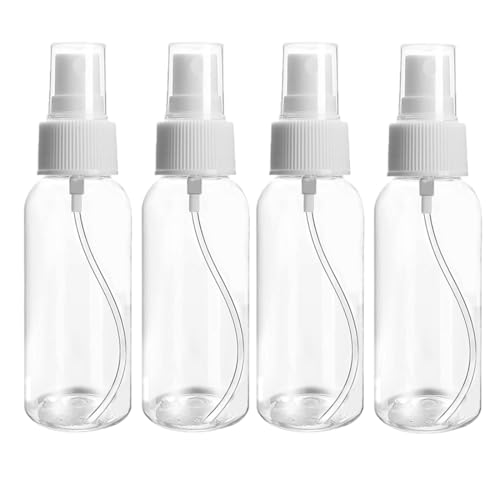 Symbah Mini Spray Bottles 50ml (4PCS) refillable Atomiser fine Mist Empaty Leak-Proof Plastic Spray Bottle for Traveling Make-up Skincare Cleaning Liquids