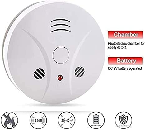 Miniatura 4 de Paquete de 4 detectores de humo con batería con sensor fotoeléctrico y botón de silencio, portátil de viaje