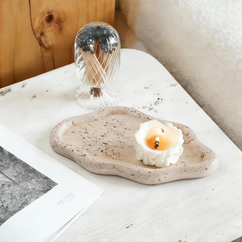 Image of Jewelry Dish Trinket Tray for Women, Ring Dish Holder, Unique Cloud Shape Plate Cute Things Vanity Aesthetic Room Decor Mother's Day Birthday Gifts (Faux Travertine Y)