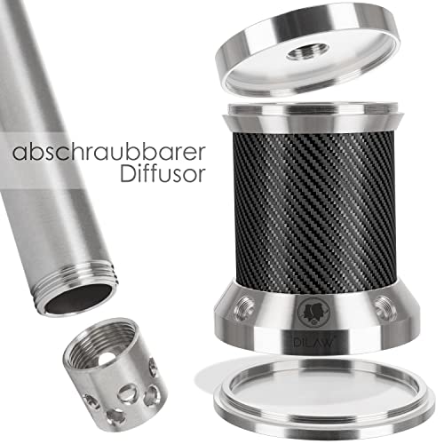 DILAW® Turtle X Carbon Shisha Aluminium 22cm Hookah to Go 4 Anschlüsse mit Tasche | Wasserpfeife Edelstahl Kaminkopf… – Bild 3