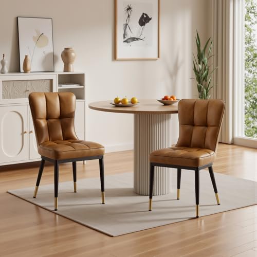 Bekrvio 200KG Belastbar Esszimmerstühle 2Er Set, （8cm dick） Kunstleder Stühle Esszimmer, Einteiliger Metallbeinen Küchenstühle Mit Lehne, Leichter Luxus-Polsterstuhl Fü Küche Esszimmer Wohnzimmer