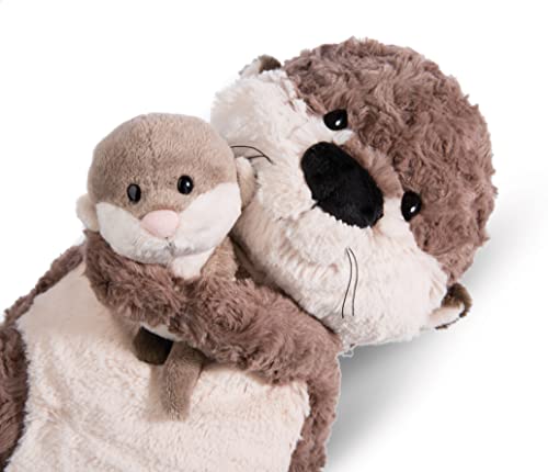NICI Kuscheltier Otter Oda & Odalina 40 x 20 cm – 2-in-1 Kuschelkissen aus weichem Plüsch, Dekokissen in Otter-Form für Kinder & Erwachsene, 49169, tolle Geschenkidee, beige & grau