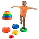 BEJOY Balance Stepping Stones for Kids Portable Stepping Blocks with Non-Slip Rubber Grips River Sto
