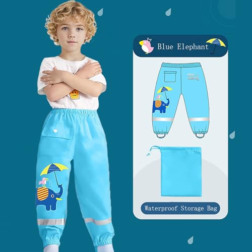 Image of Toddlers Boys Girl Rain Pants Waterproof Dirty Proof Trousers Kids Rain Poncho Hood Rainwear Jacket Coat 1-12Years