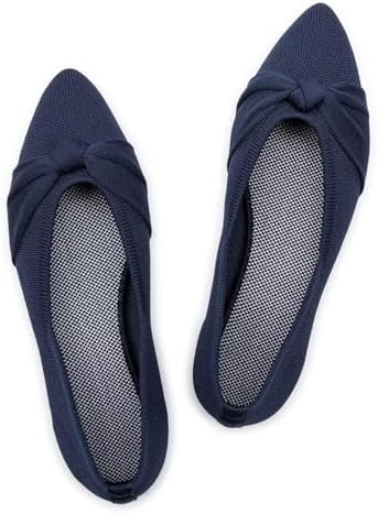 Frank Mully Flache Damenschuhe, Klassische Flache Schuhe mit spitzer Zehenpartie, gestrickte Abendschuhe, weiche Flache Schuhe für Damen, bequem und elegant