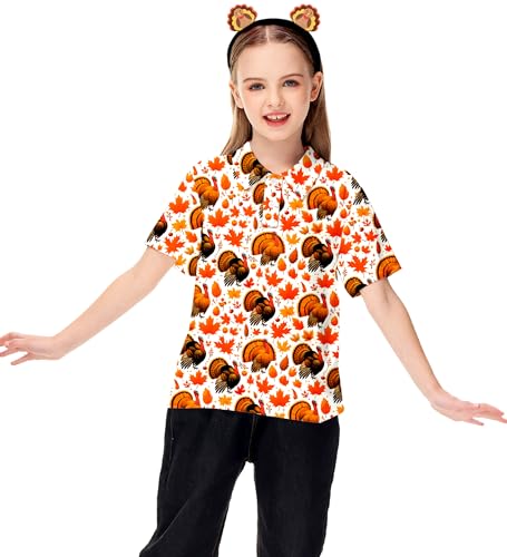 Image of AOBUTE Kids 4th of July Polo American Flag Short Sleeve Button Down Shirts Tops 3-14 Years