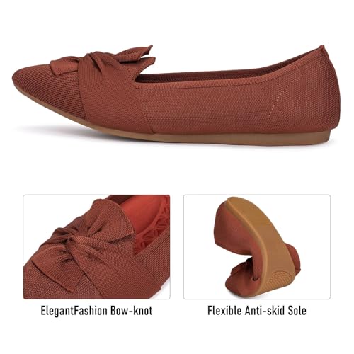 Image of Frank Mully Women's Casual Loafer Flats Slip On Loafer Shoes Comfortable Knit Flat Shoes Classics Pointy Toe Loafer Flats,for Work,Travel