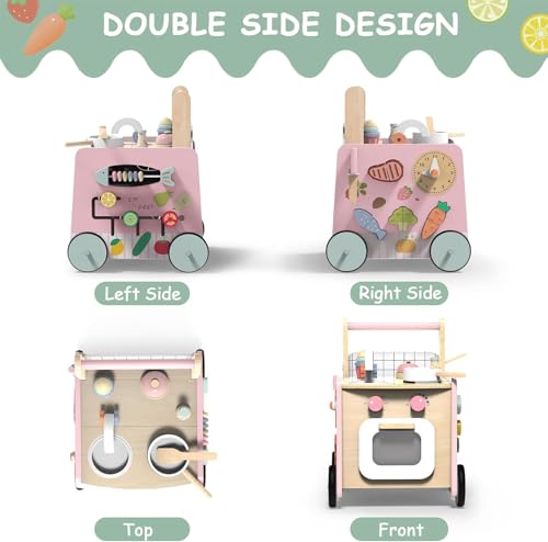 VITONIS Trotteur Bébé en Bois, Chariot de Marche Bebe en Bois, Jouet en Bois Centre d'activité pour Enfant, Baby Walker, Cadeau pour Garçons et Filles – Image 5