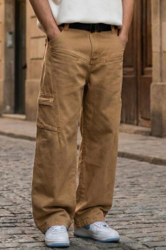 Image of Veirdo Men's Baggy Cargo Oversized Pants with Utility Pockets, Relaxed Loose Fit Street Style Trousers for Casual wear, Travel, (Size S to 2XL)