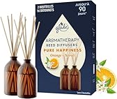 Glade Aromatherapy Diffuseur Bâtonnets - Infusé Aux Huiles Essentielles - Jusqu'à 90 Jours De Parfum - Pure Happiness, Orange & Neroli - 2 Diffuseurs & 16 Bâtonnets