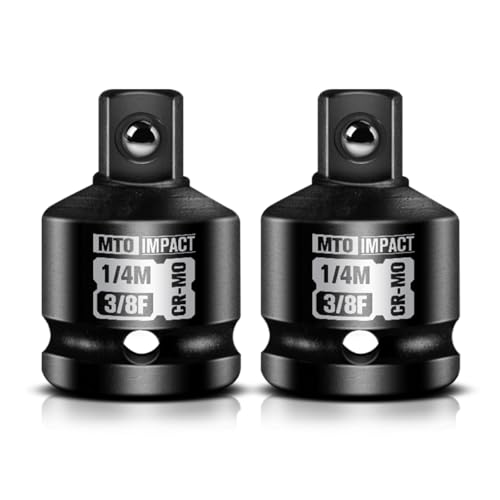 MTO 2-Piece 3/8 Female to 1/4 Male Impact Socket Adapter 3/8-Inch Impact Socket Reducer Chrome Molybdenum Alloy Steel for Impact Wrench & Ratchet Use
