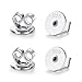 LUCKMORA Sterling Silver Earring Backs for Studs Pierced Secure Flat Earrings Backs Replacements White Gold Plated Hypoallergenic 2 Pairs