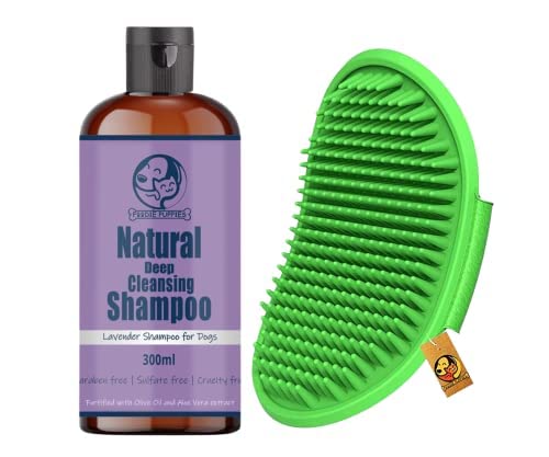 Foodie Puppies Pet Grooming Combo of Lavender Shampoo 300ml made with Olive Oil and Aloe-Vera Extract and Bath Brush Soothing Bristles Comb for Dogs (B0B7JJ4W95) Amazon Price History, Amazon Price Tracker