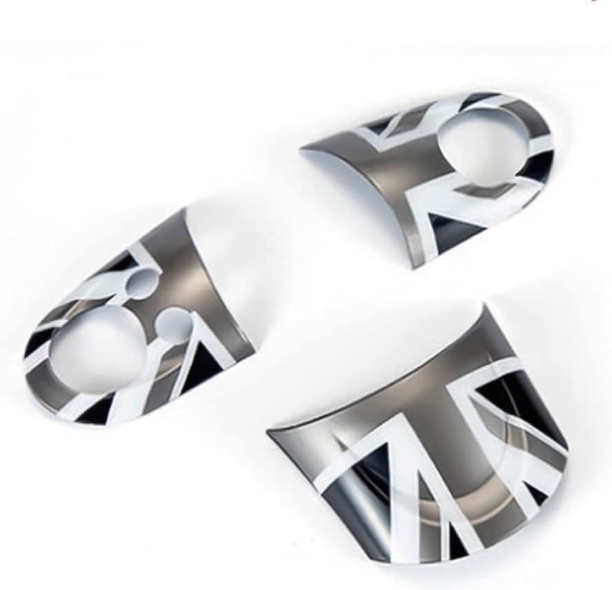 Mini Cooper Steering Wheel Sticker Cover Dashboard Panel Button Cap Case for R55 07-14/R56 07-13/R57 09-12/R58 09-12/R59 09-12/R60 11-16/R61 11-15 with Button Opening in Gray Union Jack