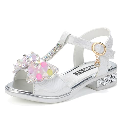 Girls Bowknot Sandals Kids Glitter Rhinestone Sweet Princess Low-Heeled Party Shoes