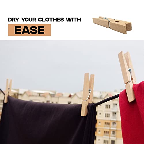 Blacksheep Zenia Pegs Clothes Pins Heavy Duty Outdoor With Spring, Wooden Clothespins For Crafts And Hanging Clothes On Clothesline Laundry, 2.8 Inch, Pack Of 50, Brown, 00-02 #TOP7