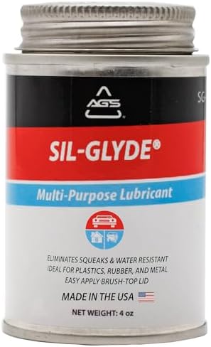 AGS Automotive Solutions SIL-Glyde Brush Top Can Multi-Purpose All-Weather Lubricating Compound for All Surfaces, 4 oz Lubricant Can, Silicone Lubricant, Ensure Friction Resistance