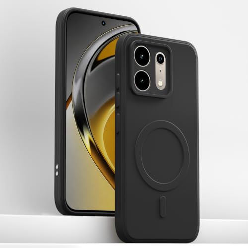 Image of Outlouders Back Cover for Realme P4s 5G | Soft Matte Silicone | Slim Fit | Magnetic-Safe Logo Design (Magnetic-Safe Not Compatible) | Shockproof | Camera Protection Bumper Case (Black)