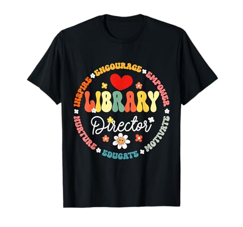 Groovy Librarian School Library Director Day Back to School T-Shirt