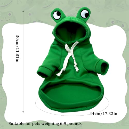 Frosch Form Haustierkostüm, Niedlicher Frosch Form Pullover, Hundekostüme Für Haustiere, Hunde Hoodie, Winter Grün Hundekleidung, für Halloween Cosplay, Geeignet für 6–9 Pfund, Grün, M