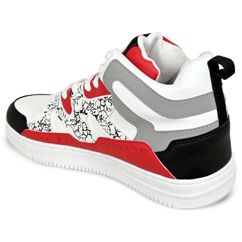 Image of Allen Cooper Men's High-Top Sports Sneakers | Lightweight Training & Casual Shoes | Non-Slip Gum Sole, Breathable Comfort, Stylish Orange Stripes | Ideal for Gym, Running