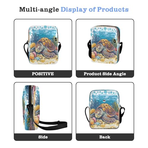 Crossbody Bag Beach Sea Turtles Starfish Shell Messenger Bag for Women Men Purse Shoulder Bag Satchel Bag with Adjustable Strap 214B89144