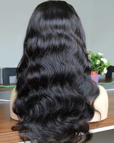 BEEOS 250% Density Body Wave Human Hair Wig, 13x4 Full Frontal HD Lace Wig Pre-Plucked Bleached Knots 0.10mm Ultra-thin Invisible SKINLIKE Real HD Lace Wigs 28 Inch