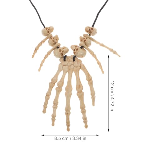 Amosfun Skull Pendant Necklace Skeleton Head Hand Bone Charm Cosplay Fancy Party Jewelry2
