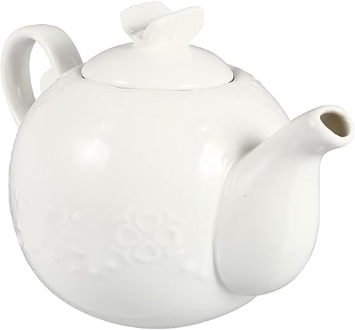 OSALADI Tetera de cerámica de estilo europeo, para el hogar, cocina, fiesta, familia, Acción de Gracias, Navidad (blanco)
