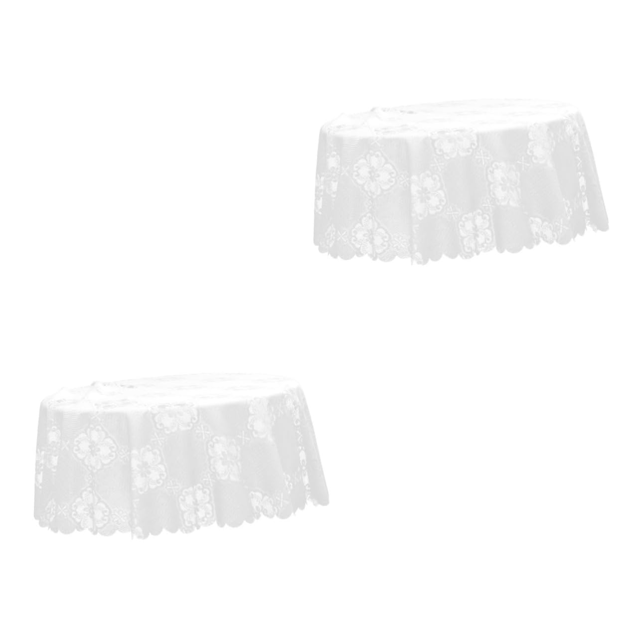 Nappe en dentelle raffinée blanche au design de cercles pour table rectangulaire
