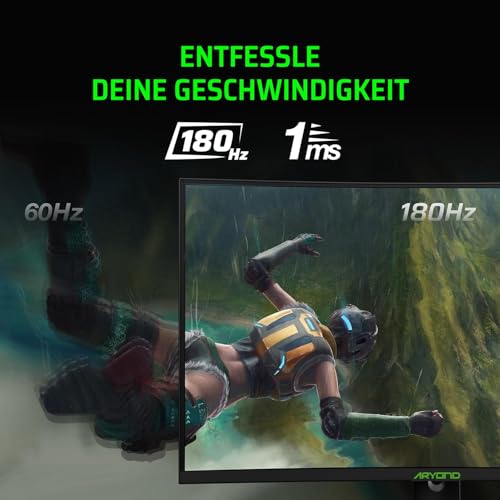 A32 V2 Curved Gaming Monitor, 32 pollici (80 cm), 180 Hz, 1500R, QHD (2560 x 1440), 1 ms, HDR, FreeSync&G-Sync, 122% SRGB, Eye Care, altoparlante integrato, HDMI, Display Port, altezza - Monitor - Immagine 2