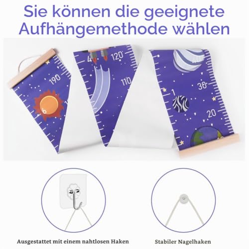 Aolso Kinder Messlatte, Größenmesser für Kinder, Massband Kinder, Baby-Wachstumstabelle, Wandbehang-Wachstumstabelle… – Ansicht 4