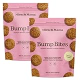 Miracle Mama Bump Bites- Oatmeal Ginger Prenatal Cookies– Eases Nausea & Morning Sickness – Oats, Chia Seeds, and Sunflower Seeds – Wholesome, Delicious, Snack for Mamas-to-Be Pack of 2, 8 oz Bags