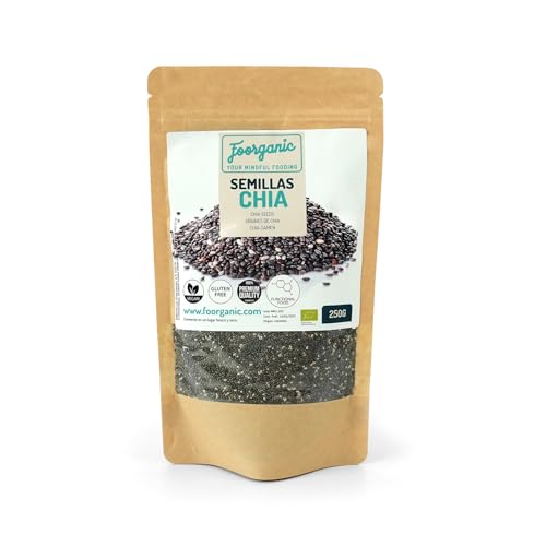 FOORGANIC Semillas de Chía Ecológicas Foorganic 250g | Superalimento Nutritivo | Sin Aditivos | Producido en España | Vegano