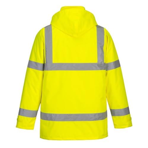 Image of Portwest Hi-Vis Traffic Jacket Viz Insulated Safety Visability Work Wear Rain ANSI 3, Medium