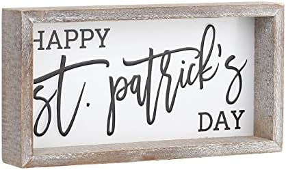 FESTWIND St Patrick's Day Tiered Tray Decor, Happy St. Patrick's Day Block Sign Embossed Metal With Wood Frame - Shelf, Mantel, Home Decor - Rustic Farmhouse Spring Decoration