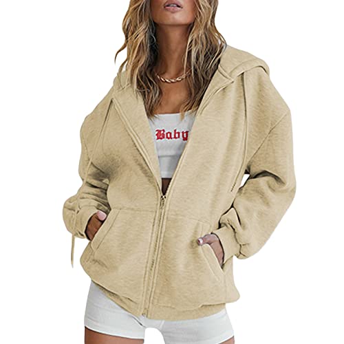 Amazon.com: FOMOYUU Womens Oversized Zip Up Hoodie Jacket Baggy