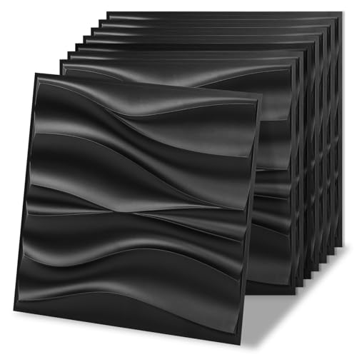 Art3d 20 Pack Decorative 3D Wall Panels, 19 Sq.Feet PVC Interior Wall Décor, 11.8"x11.8", Black