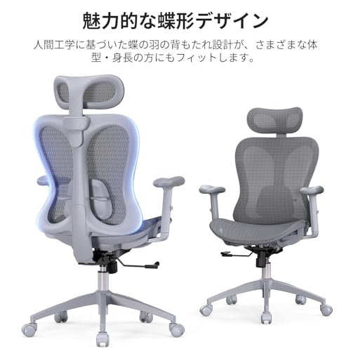 Amseatec オフィスチェア 椅子 デスクチェア 疲れない 通気性メッシュ 可動式ランバーサポート 人間工学イス ゲーミングチェア パソコンチェア pcチェア 在宅ワーク/勉強/事務用 [3]