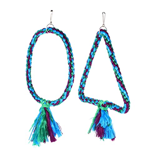 ibasenice 2Pcs Parrot Chewing Hanging Swing for Birds Durable Cotton Rope Bird Swing for Climbing and Exercise Parrot Owners