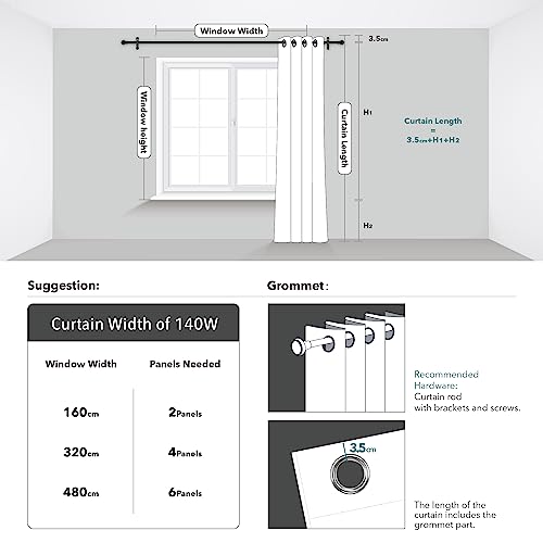 Deconovo Blackout Curtains Thermal Insulated Room Darkening Eyelet Curtains Energy Saving Super Soft Curtains for Bedroom 55 x 110 Inch Silver Grey 1 Panel - Image 4