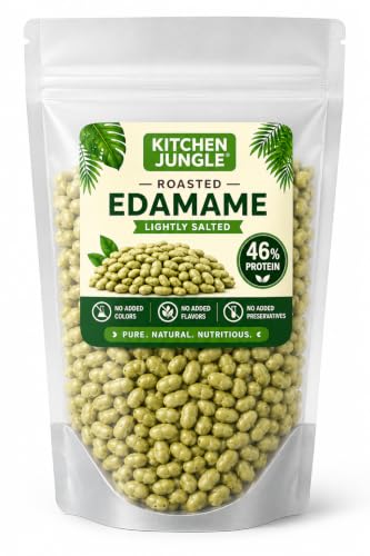 Image of Kitchen Jungle Roasted Edamame 1kg | VALUE PACK | High Protein Snack (46%) | No Added Oil | Rich in Fibre | Roasted Green Soybeans | Vegan & Gluten Free